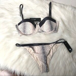 Anthropologie Tavik 2-Piece Set Tapioca Percy Dot Bikini Corsica Antic Medium